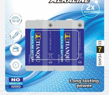 LR14 C alkaline cells in a two-piece blister pack